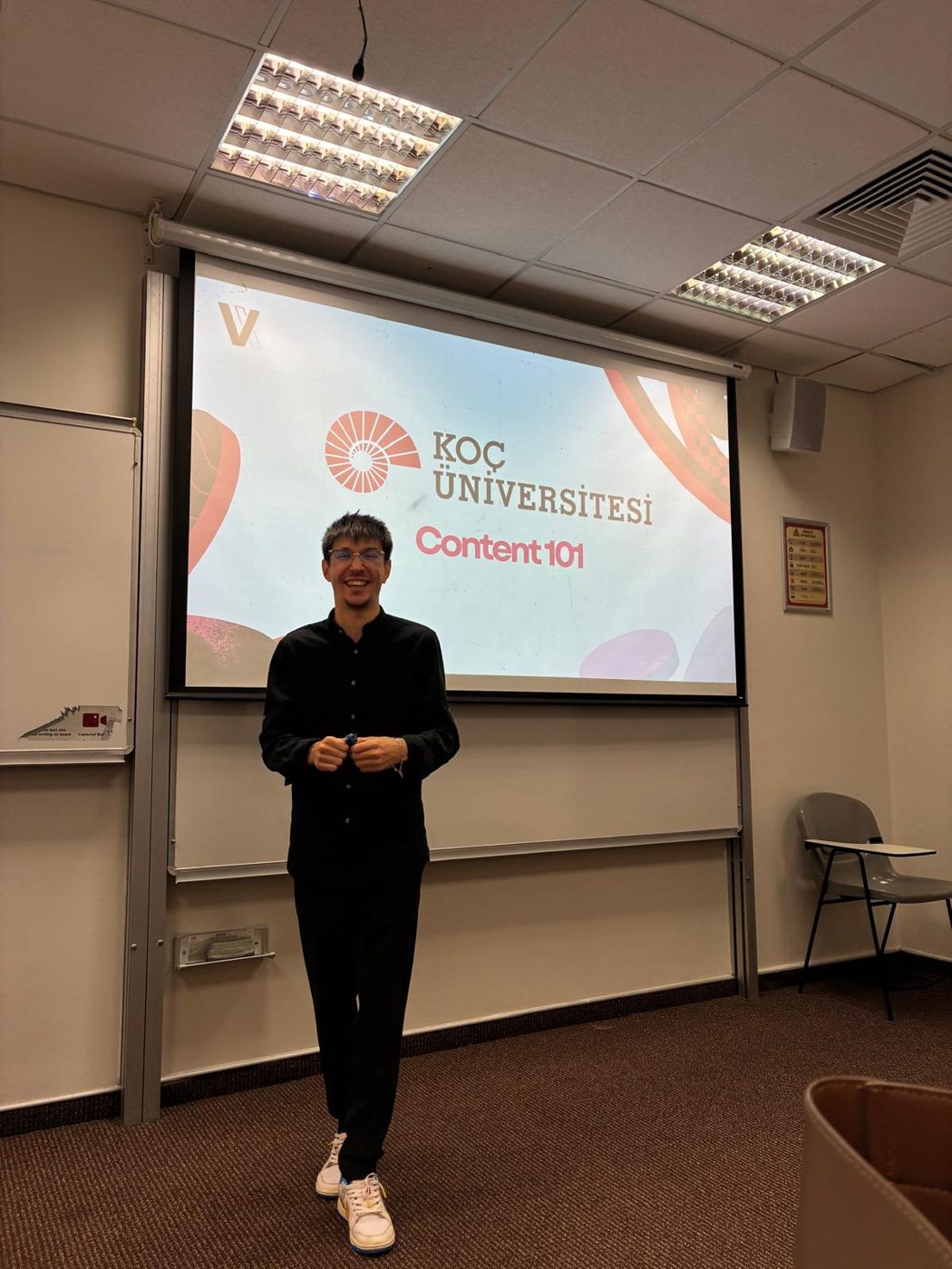 Burak, Koç Üniversitesi'nde Content 101 sunumunda